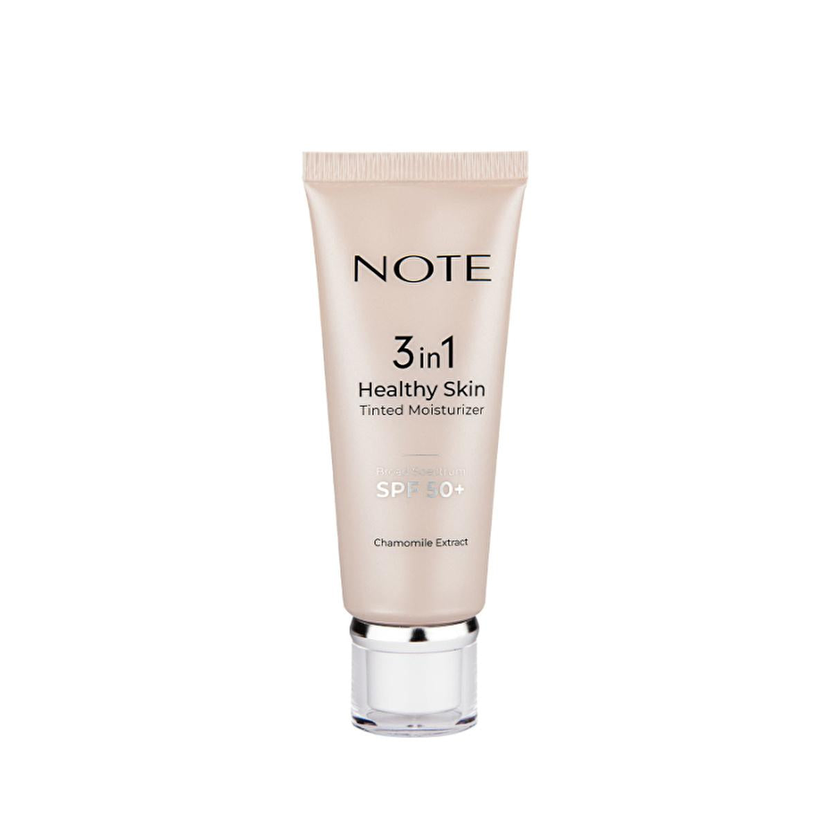 NOTE Cosmetics 3 In 1 Healthy Skin Tinted Moisturizer: SPF 50, Lightweight, Evens Skin Tone &amp; Protects NOTE Cosmetics Tinted Moisturizer SPF 50 - Healthy, Radiant Skin tinted moisturizer, SPF 50 moisturizer, healthy skin moisturizer, lightweight tinted moisturizer, chamomile extract moisturizer, 3 in 1 moisturizer, sun protection moisturizer, moisturizer, SPF 50, sunscreen, chamomile extract, lightweight, skin tone evening, natural look, skincare, sun protection, UVA protection, UVB protection, anti-aging, 