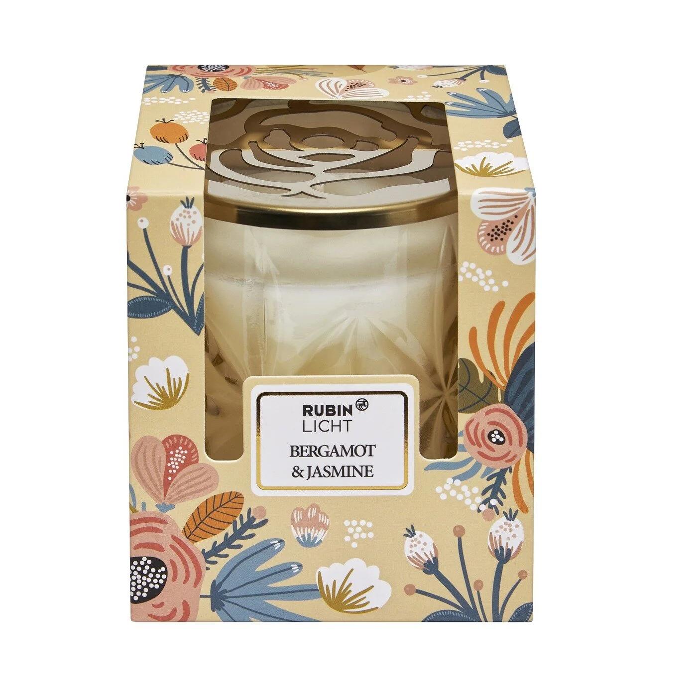 Rubinlicht Bergamot &amp; Jasmine Scented Candle with Gold Lid