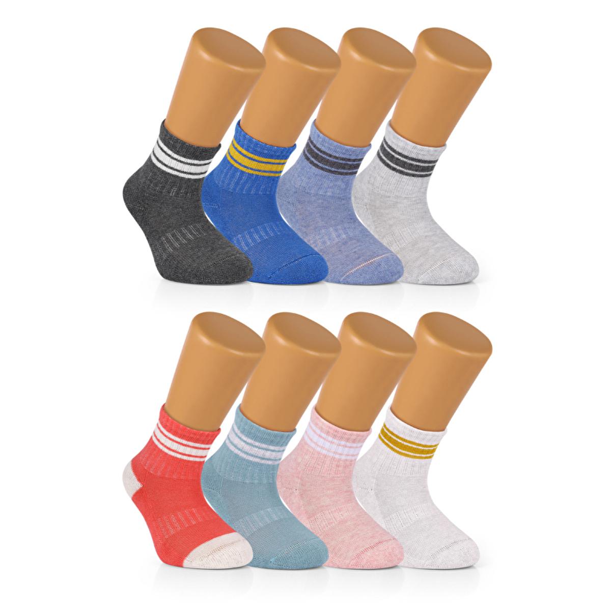 Ozzy Socks 8-Pack Cotton Children's Socks for Kids Aged 5-7 - Soft, Striped, Durable Ozzy Socks for Kids - Soft, Durable Cotton children's socks, kids' socks, cotton socks for kids, striped socks for children, bulk children's socks, soft socks, breathable socks, durable kids' socks, 8-pack socks, socks for kids aged 5-7, comfortable children's footwear