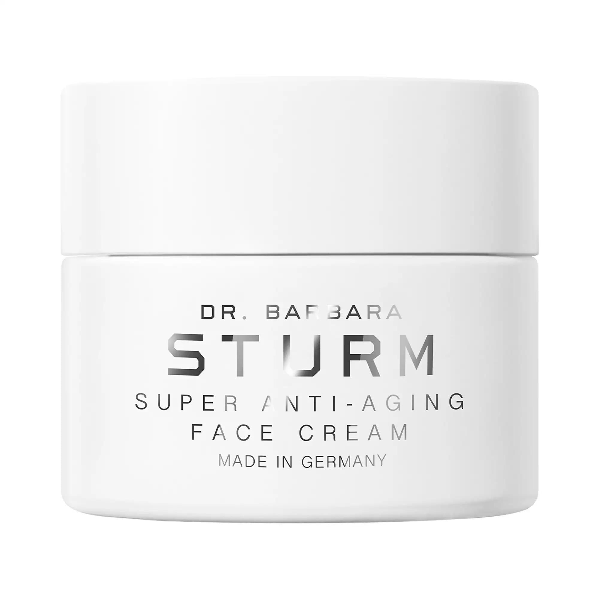 Dr. Barbara Sturm Super Anti-Aging Face Cream - Hyaluronic Acid Moisturizer for Fine Lines, Cruelty-Free Skincare Dr. Barbara Sturm Anti-Aging Face Cream - Luxurious Hyaluronic Acid Moisturizer anti-aging face cream, hyaluronic acid moisturizer, cruelty-free skincare, gluten-free skincare, luxury skincare products, fine lines and wrinkles, dry skin, mature skin, skincare routine, Dr. Barbara Sturm, moisturizing cream, face cream, ethical skincare, eco-friendly packaging, recyclable packaging, normal skin, d