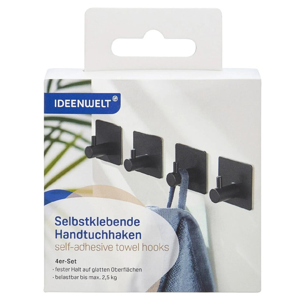Ideenwelt Black Wall Hook Set for Home Organization 4-Piece