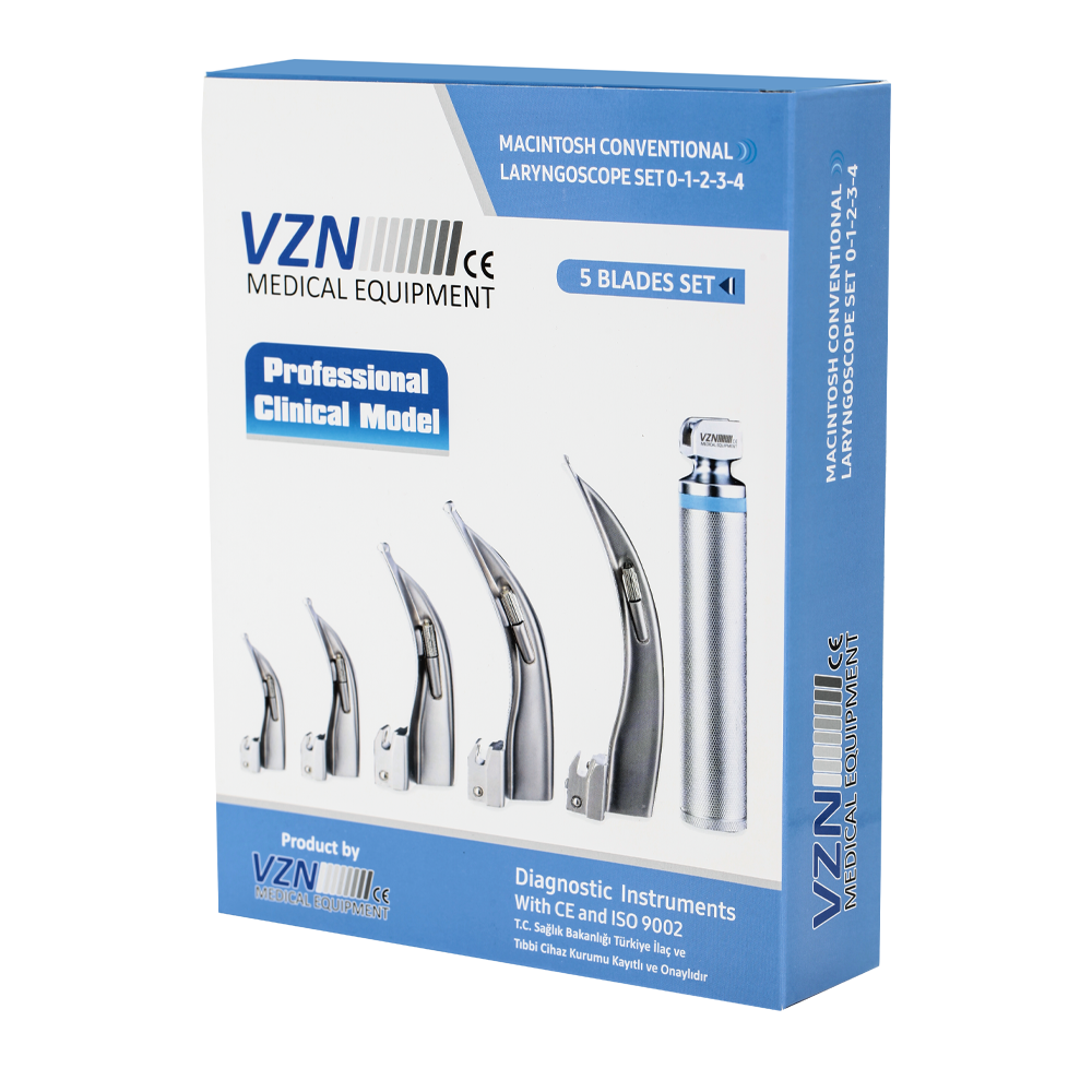 Vzn Macintosh Laryngoscope Set with 5 Blades Sizes 0-4