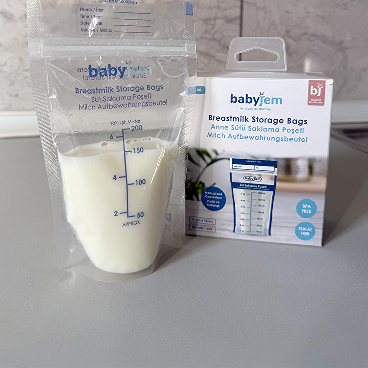 Babyjem Breast Milk Storage Bags - Sterile, BPA-Free, Airtight & Self-Standing - 25 Count Babyjem Breast Milk Storage Bags - Sterile & BPA-Free breast milk storage bags, sterile breast milk bags, BPA-free breast milk storage, airtight breast milk bags, self-standing breast milk storage, Babyjem, new mom essentials, baby products, breastfeeding support, safe storage solutions