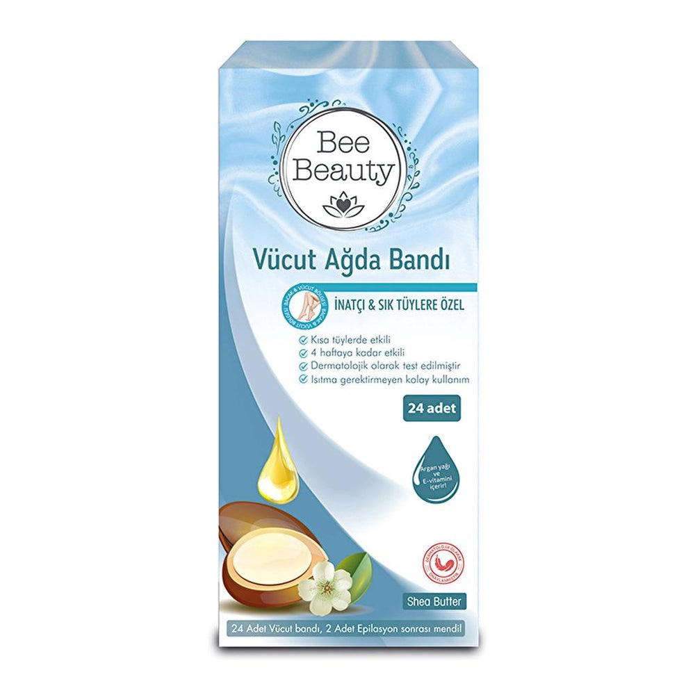 Bee Beauty Stubborn Hair Wax Strips for Body 24-Pack