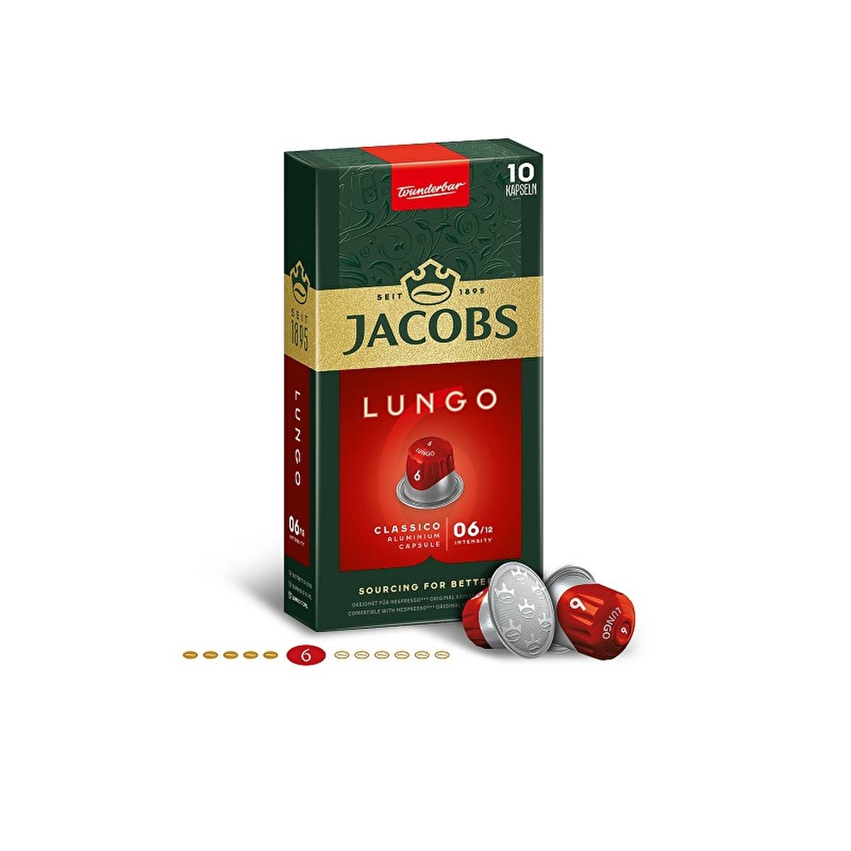 Jacobs Coffee Capsules - Nespresso Compatible, Premium Lungo Coffee Experience Jacobs Nespresso Coffee Capsules - Premium Lungo Coffee Capsules, Nespresso Compatible, Gourmet Coffee, Lungo Coffee, Premium Coffee Experience, Coffee Lovers, Convenient Coffee, High-Quality Coffee, Arabica and Robusta Blend, Aluminum Capsules