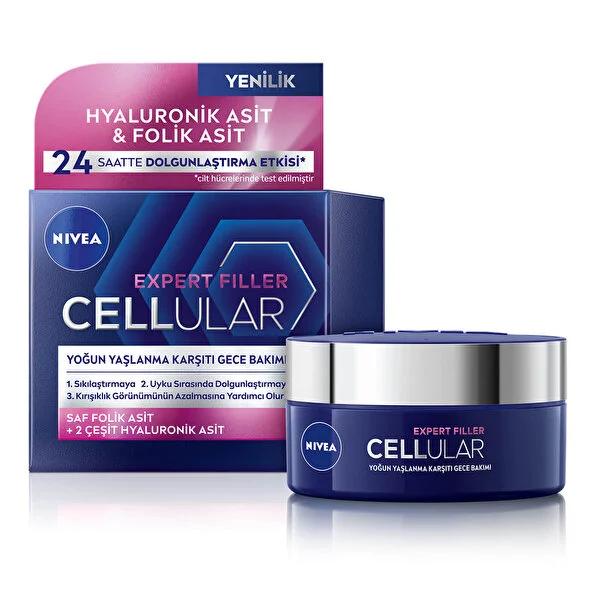 Nivea Anti-Aging Night Face Cream - Nivea Cellular Expert Filler, Firming, Anti-Wrinkle, Hyaluronic Acid, Folic Acid, 1.69 fl oz Nivea Anti-Aging Night Cream - Firming & Anti-Wrinkle anti-aging night cream, Nivea Cellular Expert Filler, anti-wrinkle face cream, firming skincare, hyaluronic acid face cream, folic acid skincare, skincare for mature skin, night cream for wrinkles, face cream for firming, sensitive skin friendly, Nivea skincare, anti-aging skincare products, wrinkle reduction, skin rejuvenation