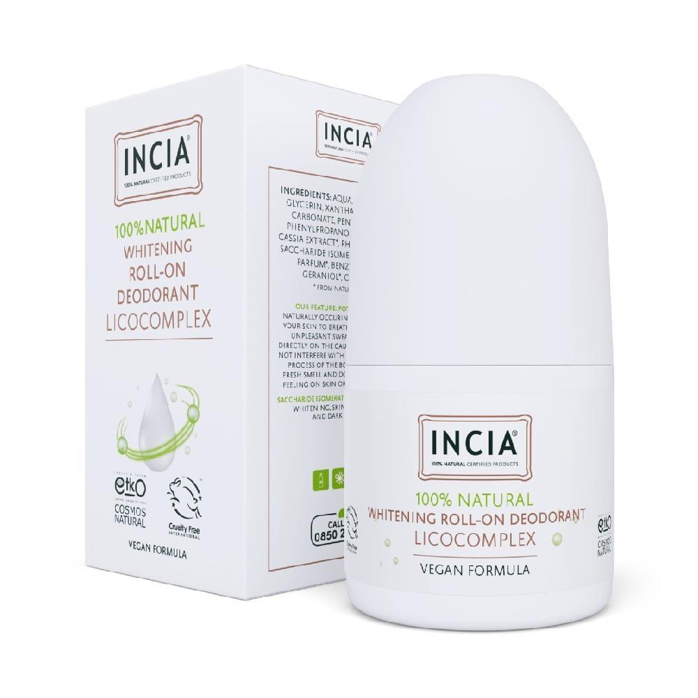 INCIA Natural Roll-on Deodorant with Whitening Effect - 50ml, Chemical-Free, Potassium Alum, Prevents Body Odor INCIA Natural Roll-on Deodorant - Chemical-Free & Whitening natural deodorant, roll-on deodorant, whitening deodorant, potassium alum deodorant, chemical-free personal care, personal care, natural personal care, underarm care, body odor prevention, whitening effect, non-sticky deodorant, stain-free deodorant, natural ingredients, gentle deodorant