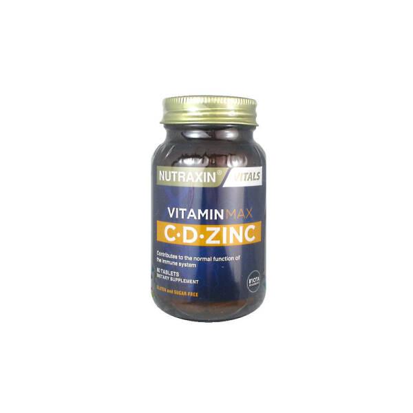 Nutraxin Vitamin Max C&D Zinc Supplement for Adults - Vitamin C, D3 & Zinc - 60 Tablets, Vegetarian & Vegan Friendly - image 2