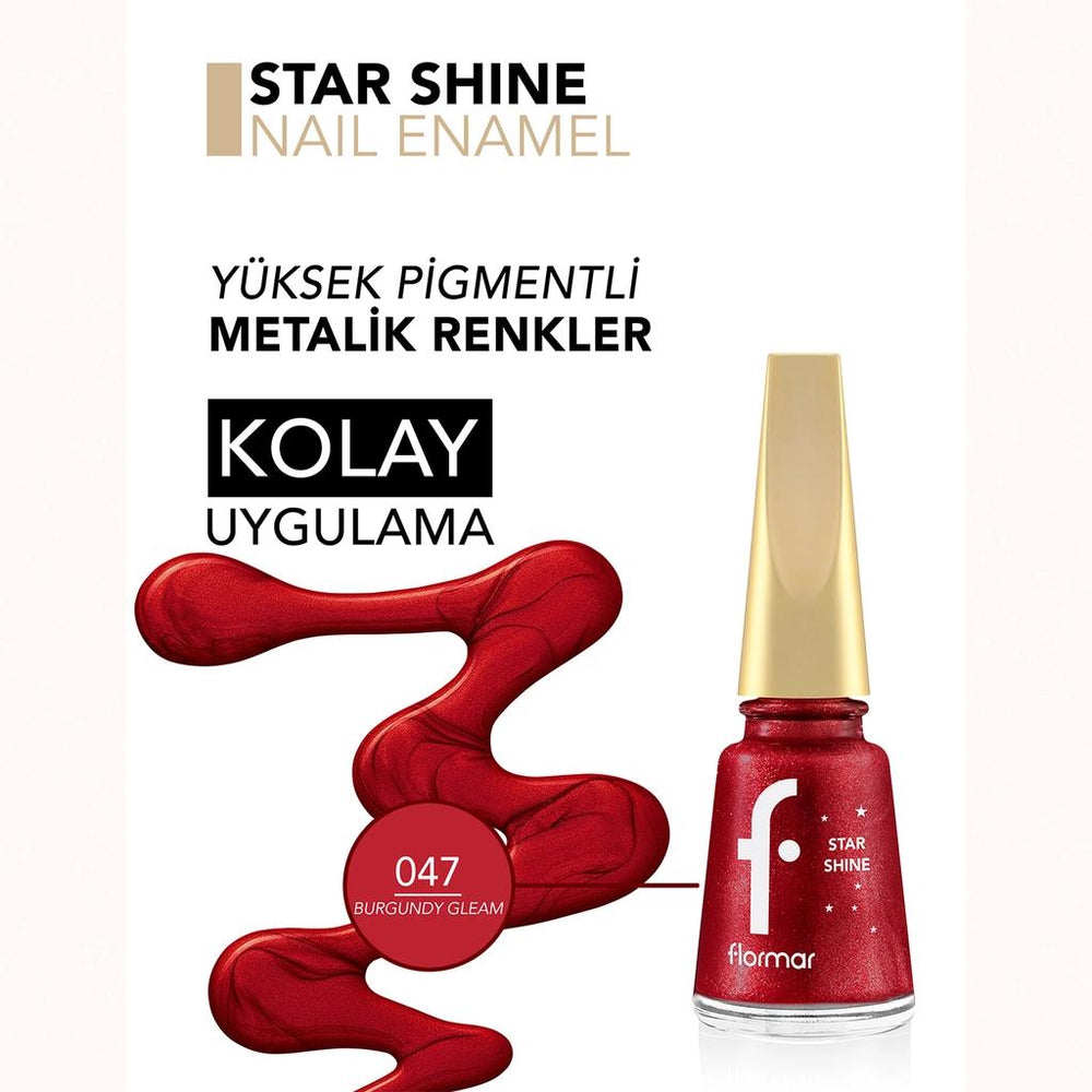 Flormar Star Shine Metallic Nail Polish in Burgundy Gleam 11ml