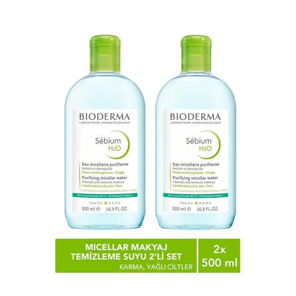 Bioderma Sebium H2O 500ml Twin Set - Gentle Cleansing Water for Oily Skin, Non-comedogenic Skincare, Makeup Remover - view 2