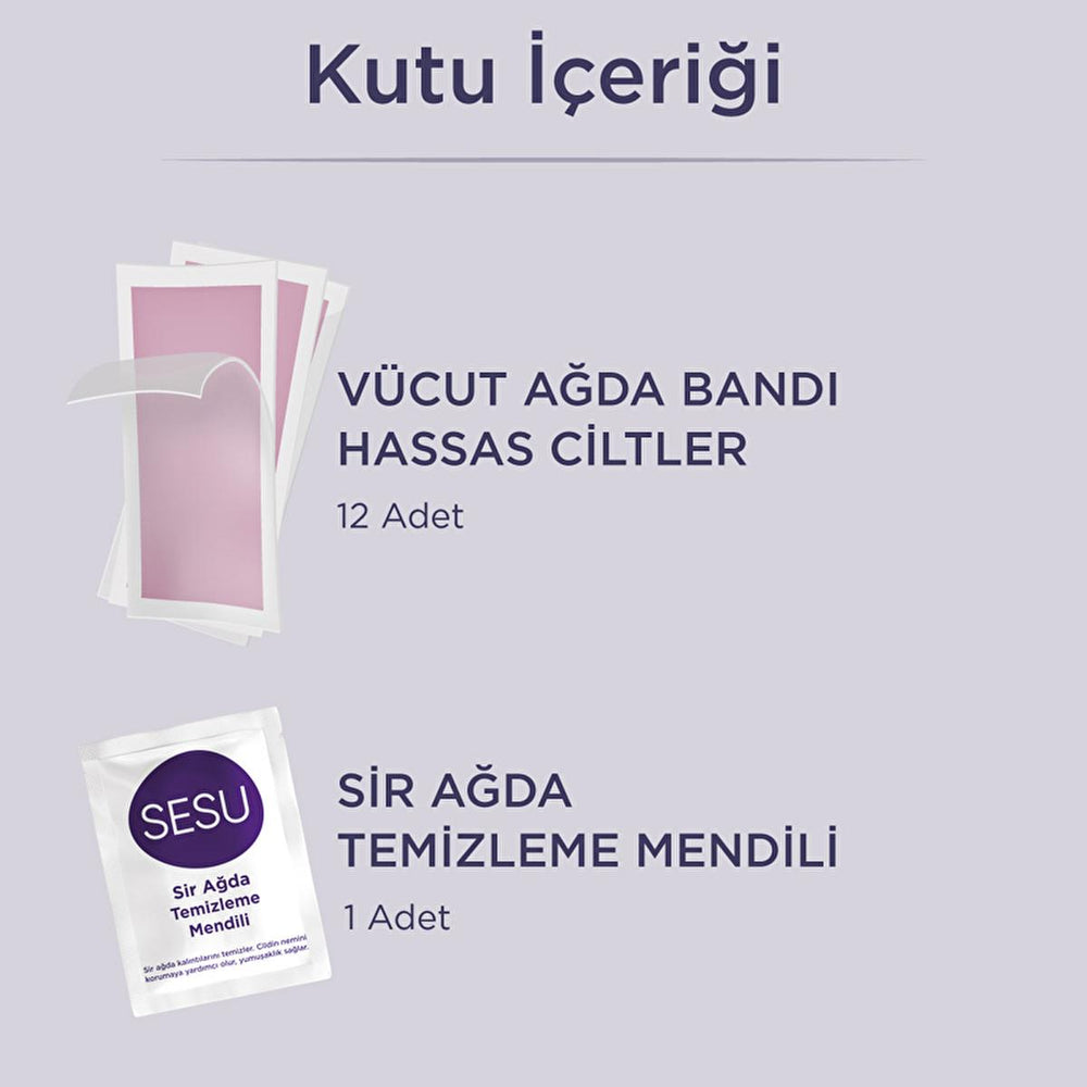 Sesu Sensitive Skin Wax Strips - Gentle Hair Removal for Short Hair, Easy to Use, Sugar-Free Formula - Skin Care