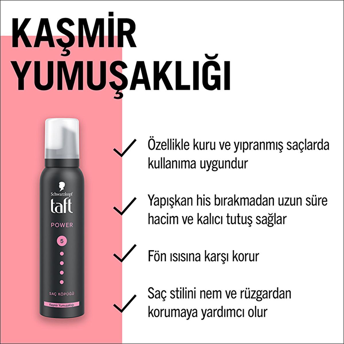 Taft Power Kaşmir Saç Köpüğü - Strong Hold Hair Mousse for Dry & Damaged Hair Taft Strong Hold Hair Mousse - 24hr Hold & Softness Hair Styling Mousse, Taft Power Kaşmir Saç Köpüğü, Strong hold hair mousse, Long-lasting hair styling product, Hair care for dry damaged hair, Hair styling products, Dry hair care, Damaged hair repair, Luxurious hair products, Hair mousse with cashmere softness
