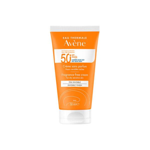 Avene Fragrance-Free Sunscreen Cream for Dry Skin SPF50+ - Water-Resistant & Moisturizing - Sunscreen