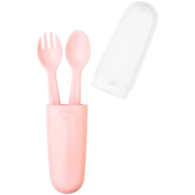 Wee Baby Fork and Spoon Set with Travel Case Pink