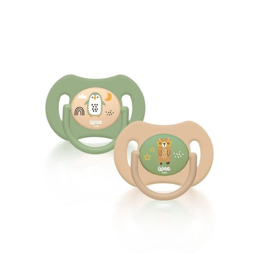 Wee Baby Duo Symmetrical Silicone Pacifier 0-6 Months 2-Pack