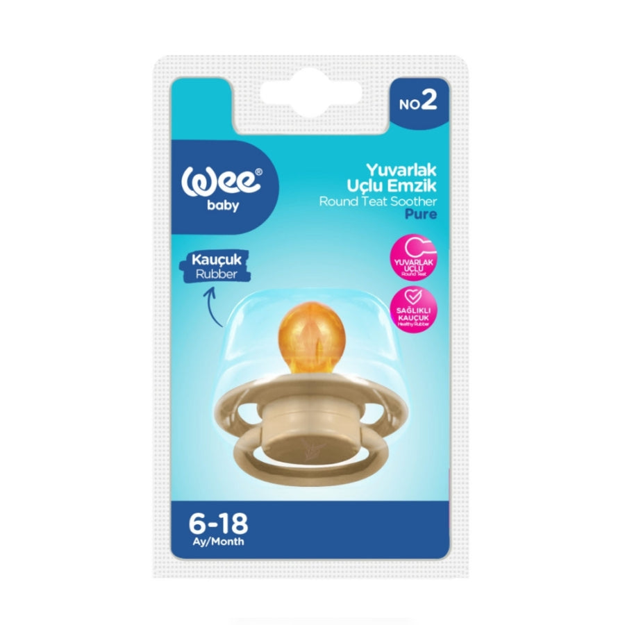 Wee Baby Pure Rubber Round Tip Pacifier No.2 6-18 Months