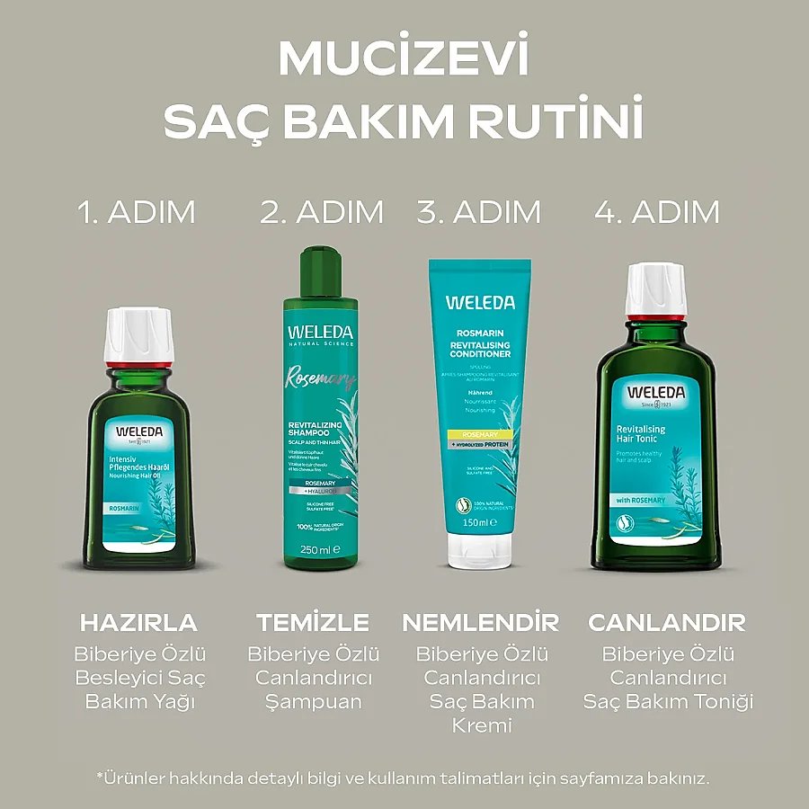 Weleda Rosemary Hair Care Set with Toner and Hair Oil, 100ml + 50ml