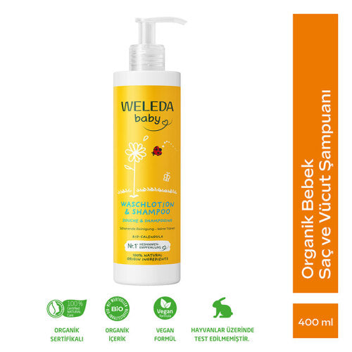 Weleda Calendula Baby Shampoo & Body Wash for Sensitive Skin 400ml
