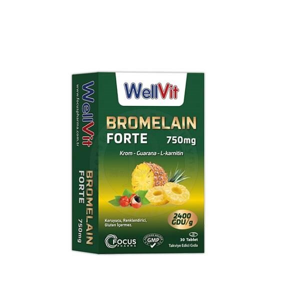 Wellvit Bromelain Forte Dietary Supplement 30 Tablets