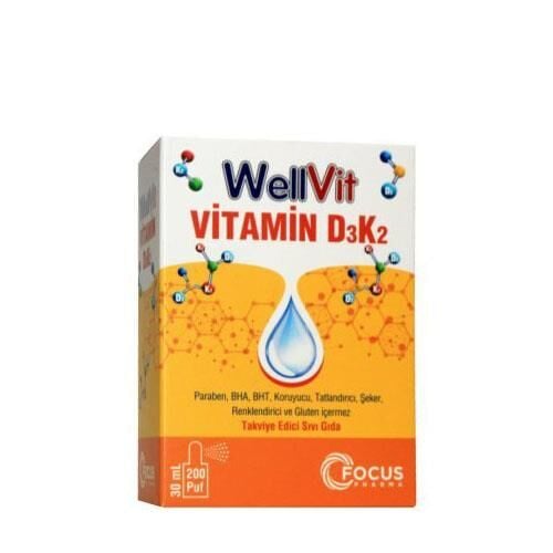 Wellvit D3K2 Vitamin D3 & Vitamin K2 Dietary Supplement Spray 30ml