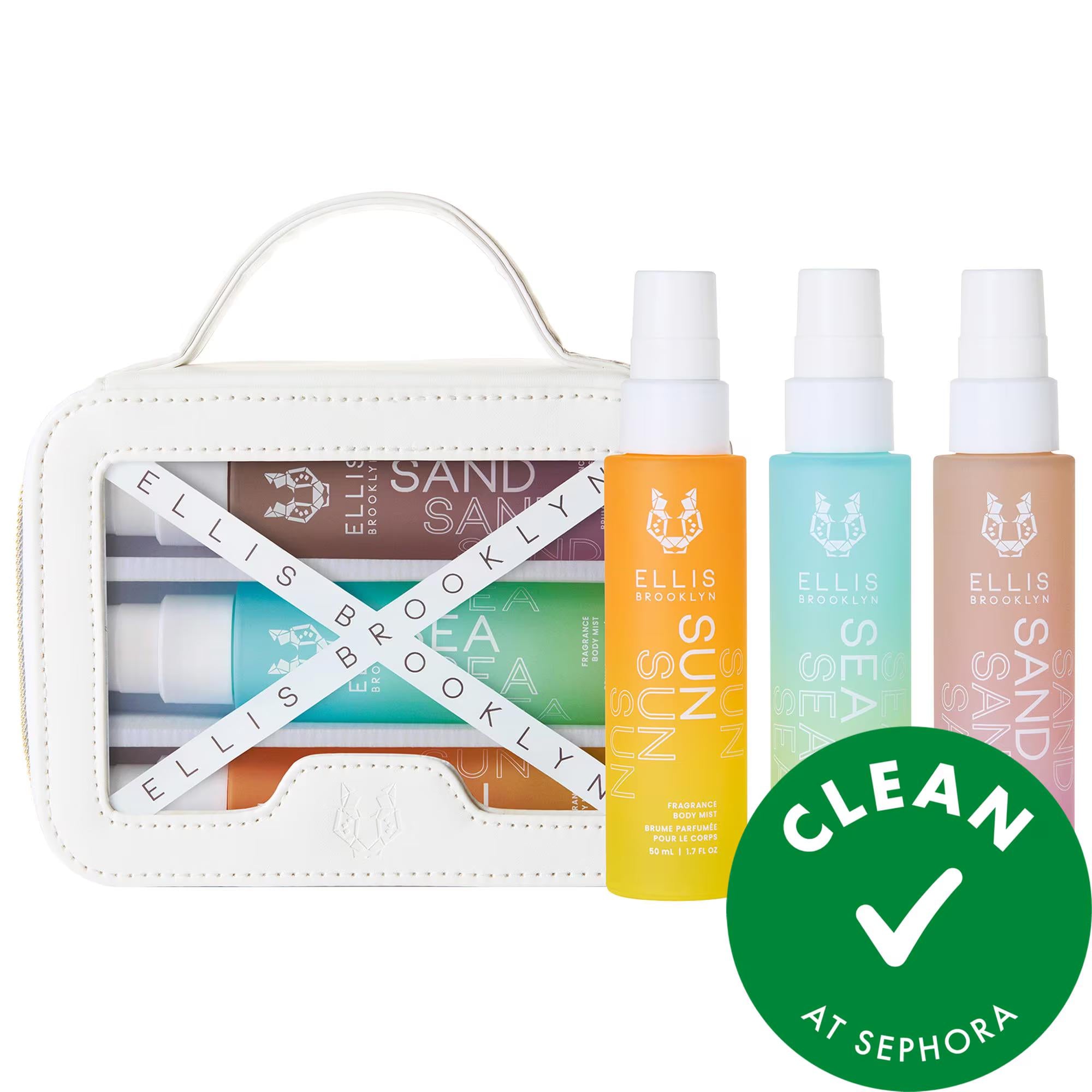 Ellis Brooklyn Beach Read Fragrance Body Mist Trio Set - 3 Captivating Scents, Reusable Tote, Clean at Sephora Ellis Brooklyn Beach Read Body Mist Trio - 3 Scents Beach Read Fragrance Body Mist, Ellis Brooklyn Fragrance Set, SAND SEA SUN Fragrance, Fragrance Body Mist Trio, Clean at Sephora Products, Beach Fragrance, Summer Scents, Travel Fragrance, Gift Set, Women's Fragrance, Body Mist, Reusable Tote, Eco-Friendly Packaging, Fragrance for Women, Vacation-Inspired Scents