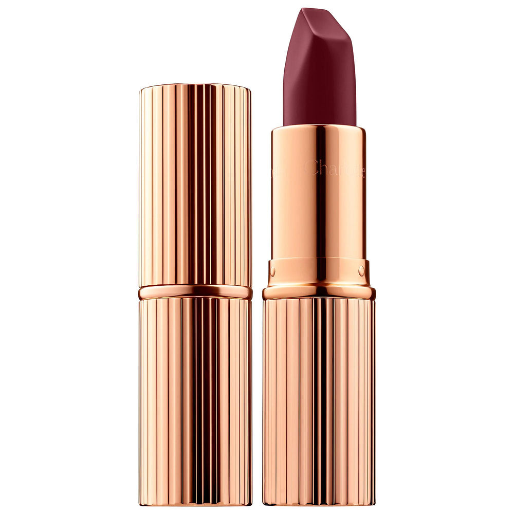 Charlotte Tilbury Matte Revolution: Hydrating, Long Lasting, Vegan Lipstick for Fuller, Protected Lips - Precise Application Charlotte Tilbury Matte Lipstick: Hydrating, Long-Lasting Color matte lipstick, hydrating lipstick, long lasting lipstick, vegan lipstick, cruelty-free lipstick, lipstick with antioxidant, lipstick with vitamin E, fuller lips lipstick, precise application lipstick, lipstick, lip color, makeup, cosmetics, long-wearing, moisturizing, uv protection, vitamin e, buildable color, square ang