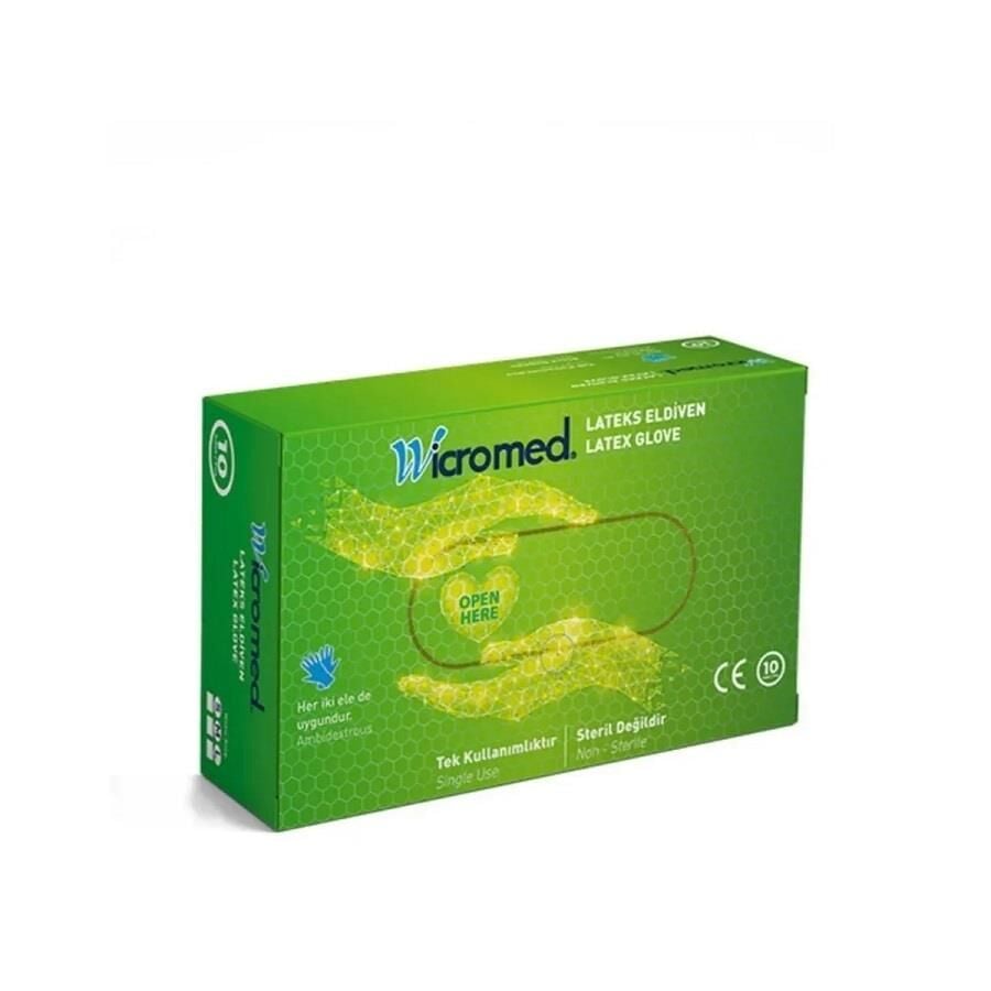 Wicromed Latex Examination Gloves Large Size 10 Count