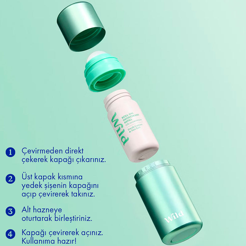 Wild Fresh Cotton & Sea Salt Roll On Deodorant Refill 50 ml