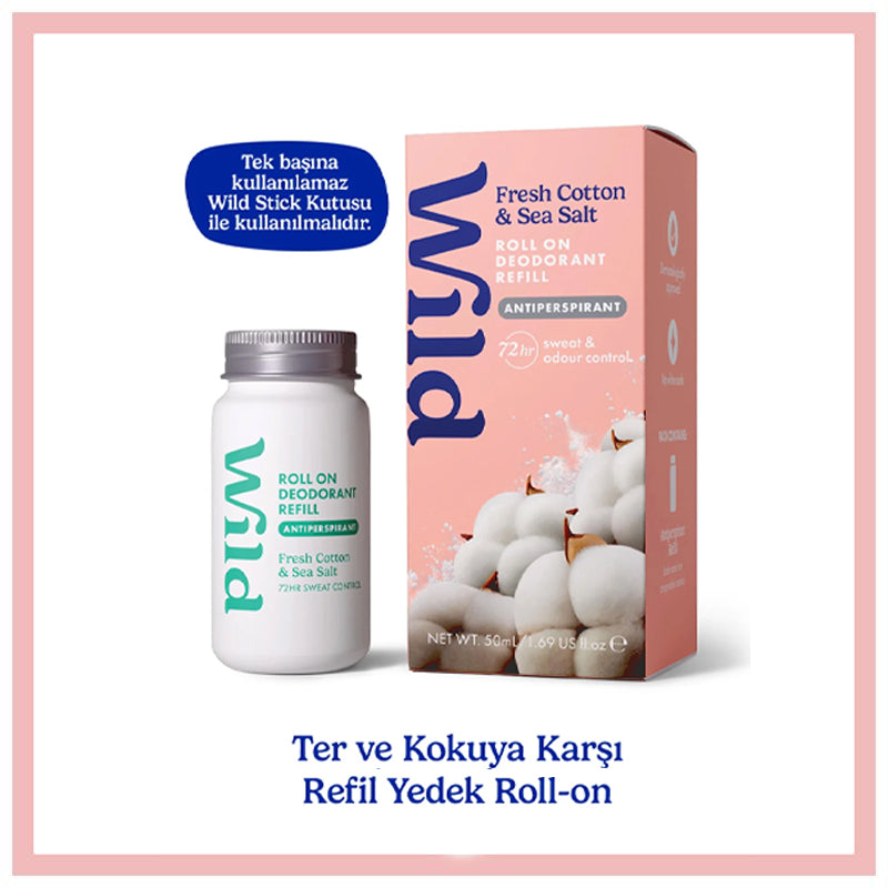 Wild Fresh Cotton & Sea Salt Roll On Deodorant Refill 50 ml