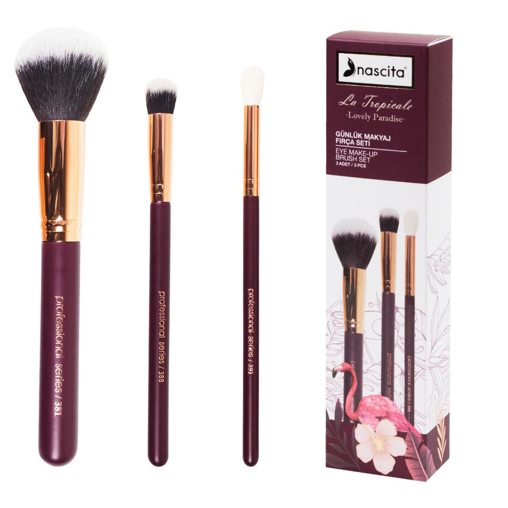 Nascita Tropicale 3-Piece Makeup Brush Set - Professional Quality Brushes for Flawless Makeup Application - view 2