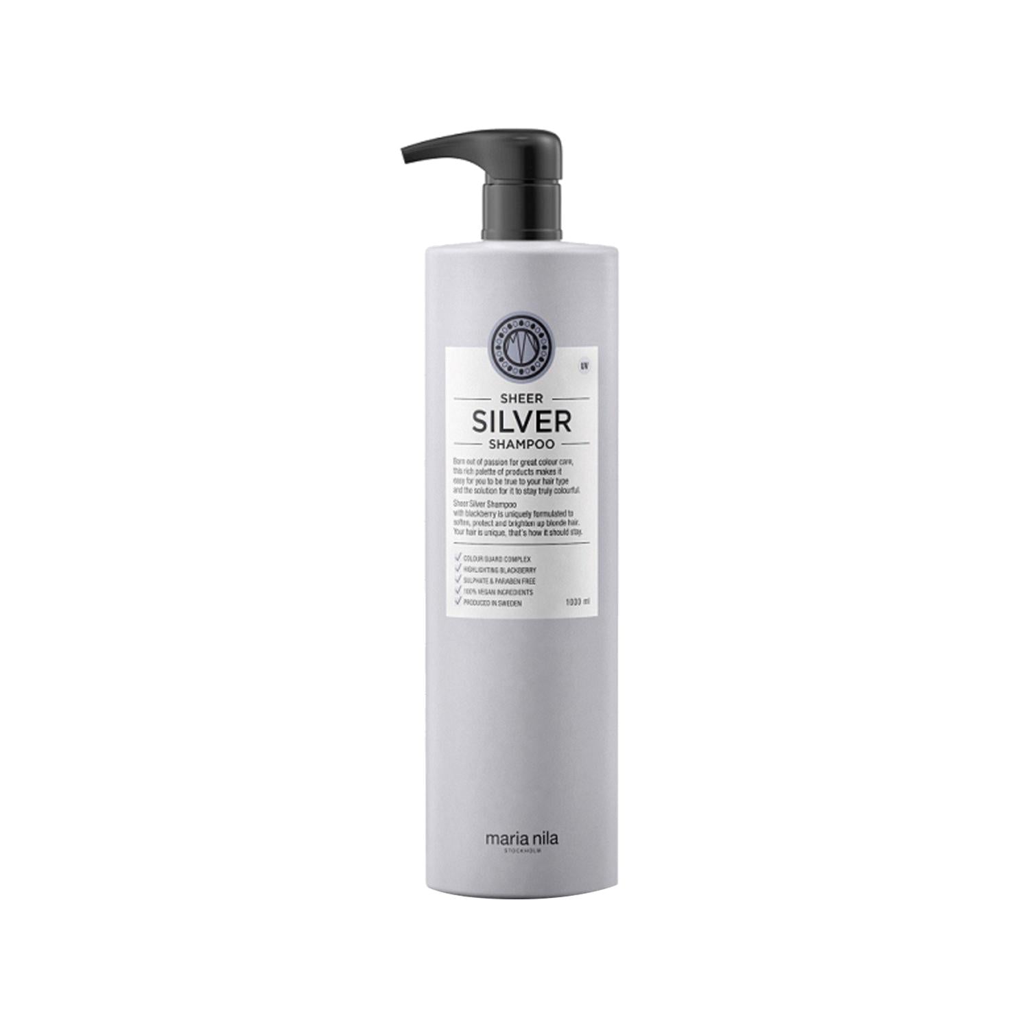 Maria Nila Silver Shampoo for Yellow Hair - Sulfate-Free, 1000ml - Gentle Toning for Blonde Hair Maria Nila Silver Shampoo for Blonde Hair silver shampoo, sulfate-free shampoo, blonde hair care, purple shampoo, yellow hair toner, hair care, color-treated hair, gentle shampoo, toning shampoo, blonde hair toner, Maria Nila, hair care products
