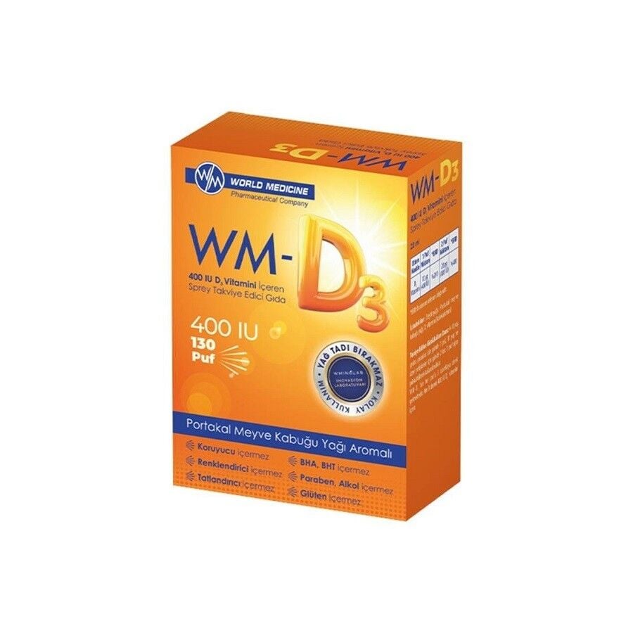 World Medicine WM D3 Vitamin D3 400IU Spray 130 Puffs