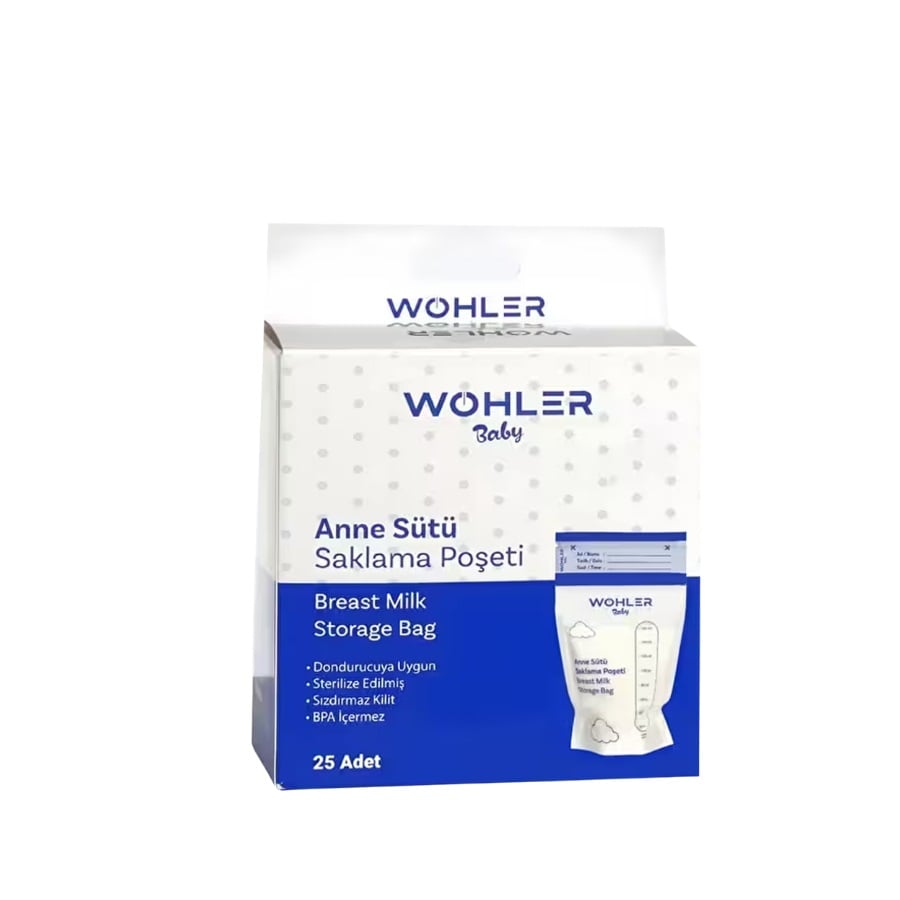 Wohler Baby Breast Milk Storage Bags, Leak-Proof, 25 Count