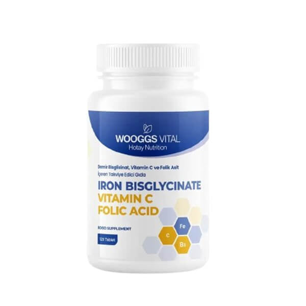 Wooggs Vital Iron Bisglycinate & Vitamin C Tablets - 120 Count