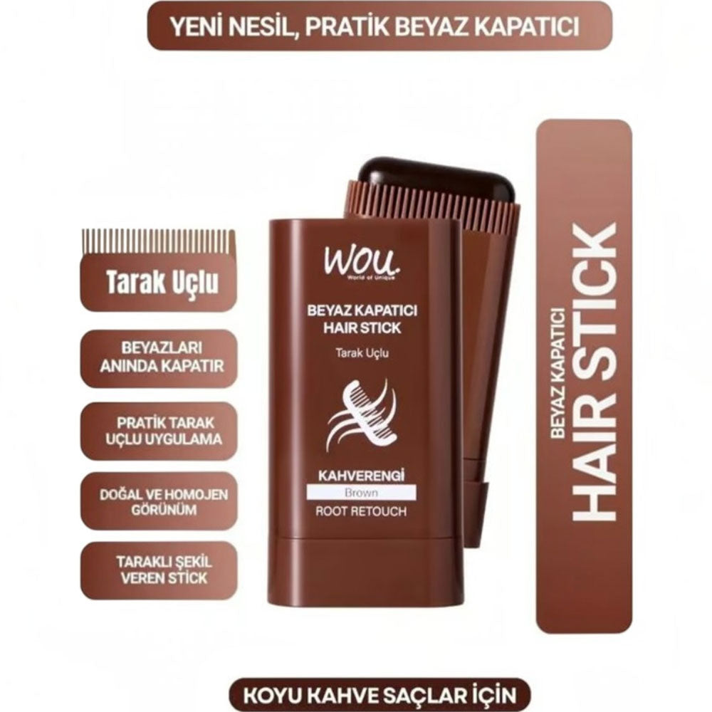 Wou Brown Hair Cover Up Stick with Comb Applicator 15g