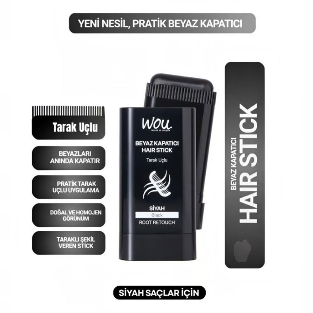 Wou Hair Root Concealer Stick with Comb Tip Black 15g