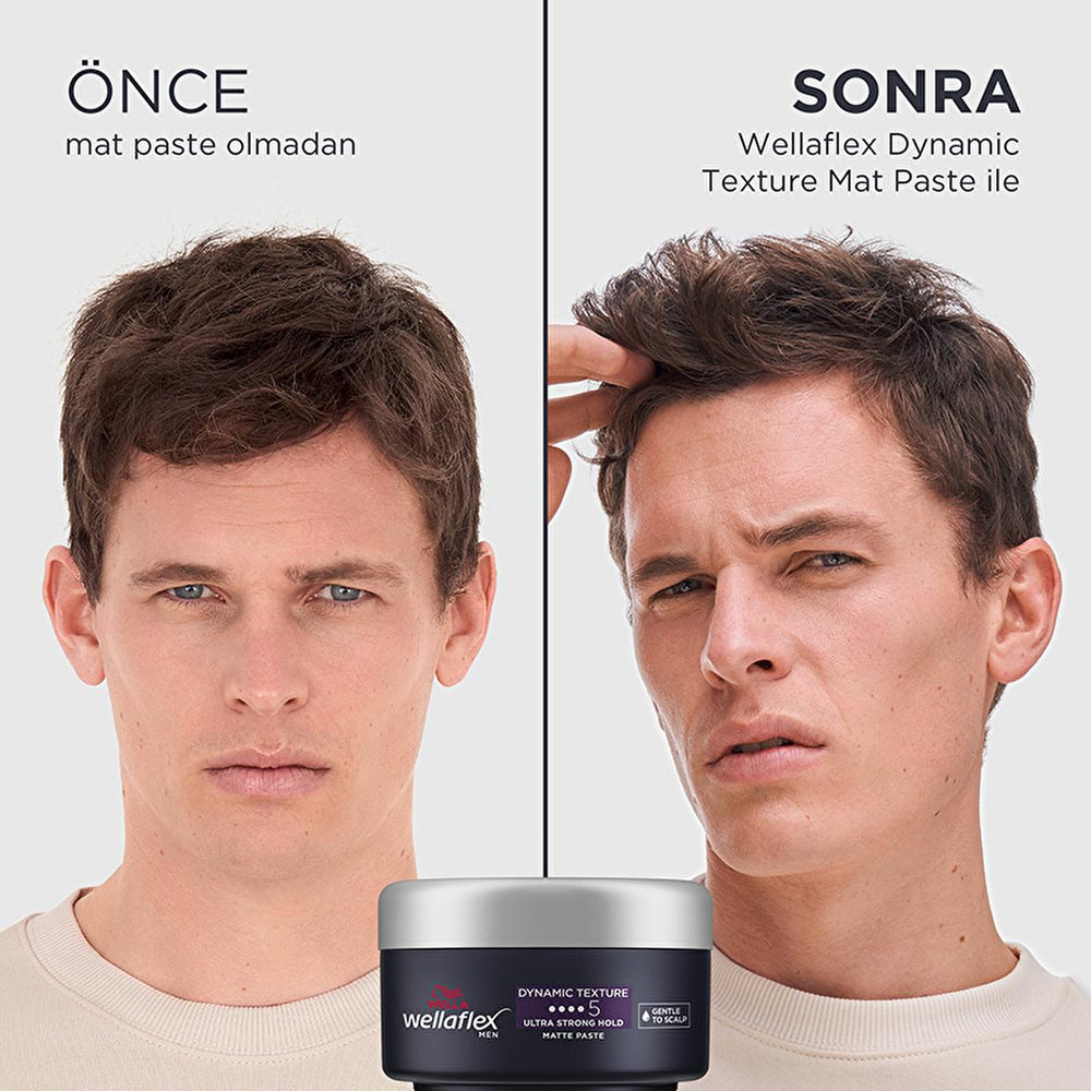 Wella Wellaflex Men's Dynamic Texture Matte Hair Paste - Ultra Strong Hold, Vegan Hair Wax for Long-Lasting Texturized Styles Wella Men's Matte Hair Paste: Strong Hold, Vegan - Texturized Style men's hair paste, matte hair wax, strong hold hair styling, vegan hair wax, texturizing hair paste, long lasting hair hold, non-sticky hair wax, men's hair styling products, hair paste, hair wax, matte finish, strong hold, vegan, caffeine, men's grooming, hair styling, texturized hair, natural look, long-lasting styl