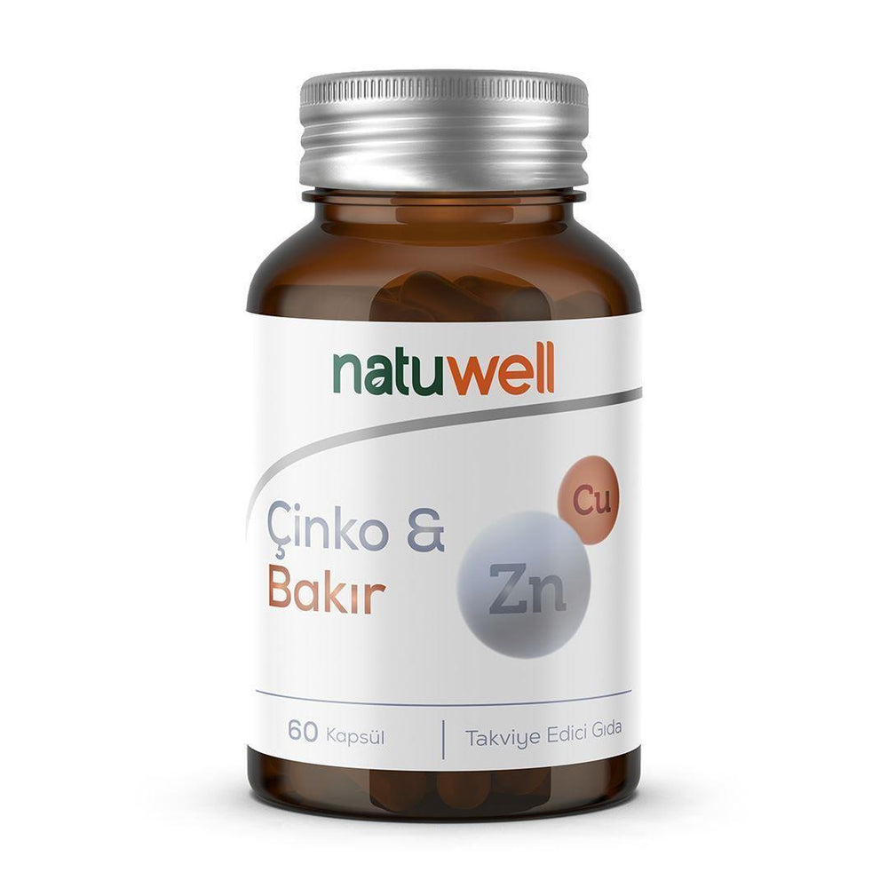 Natuwell Zinc Copper Dietary Supplement - 60 Capsules for Immune System Support - Vitamin & Supplement
