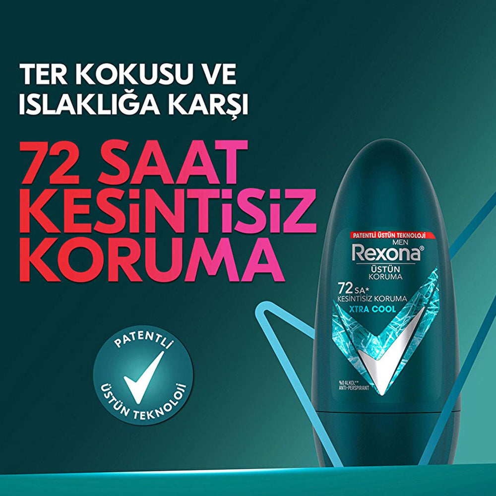 Rexona Xtra Cool Roll-On Deodorant for Men - 72 Hour Protection, Long-Lasting Freshness - Deodorant