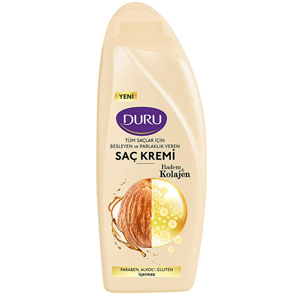 Duru Collagen & Almond Oil Hair Conditioner: Repair Damaged Hair, Control Frizz, Easy Combing - Silky & Shiny Look (16.91 fl oz) Duru Collagen Hair Conditioner - Repair, Frizz Control, Shine hair conditioner, collagen hair conditioner, almond oil hair conditioner, frizz control conditioner, damaged hair repair conditioner, hair moisturizer, easy combing conditioner, dry hair, damaged hair, frizz control, hair repair, almond oil, collagen, hair care, hair treatment, women's hair care, beauty, personal care, 