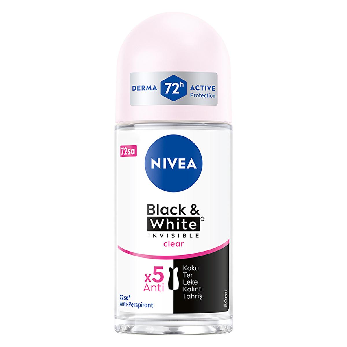 Nivea Women's Roll-On Deodorant Black & White Invisible Clear - Long Lasting Anti-Perspirant Protection Nivea Roll-On Deodorant for Women - 72hr Protection Nivea Women's Deodorant, Roll-On Deodorant, Anti-perspirant Deodorant, Long-lasting Deodorant for Women, Dermatologically Approved Deodorant, Women's Personal Care, Anti-Perspirant Protection, Sweat Stain Prevention, Gentle Deodorant, Sensitive Skin Deodorant