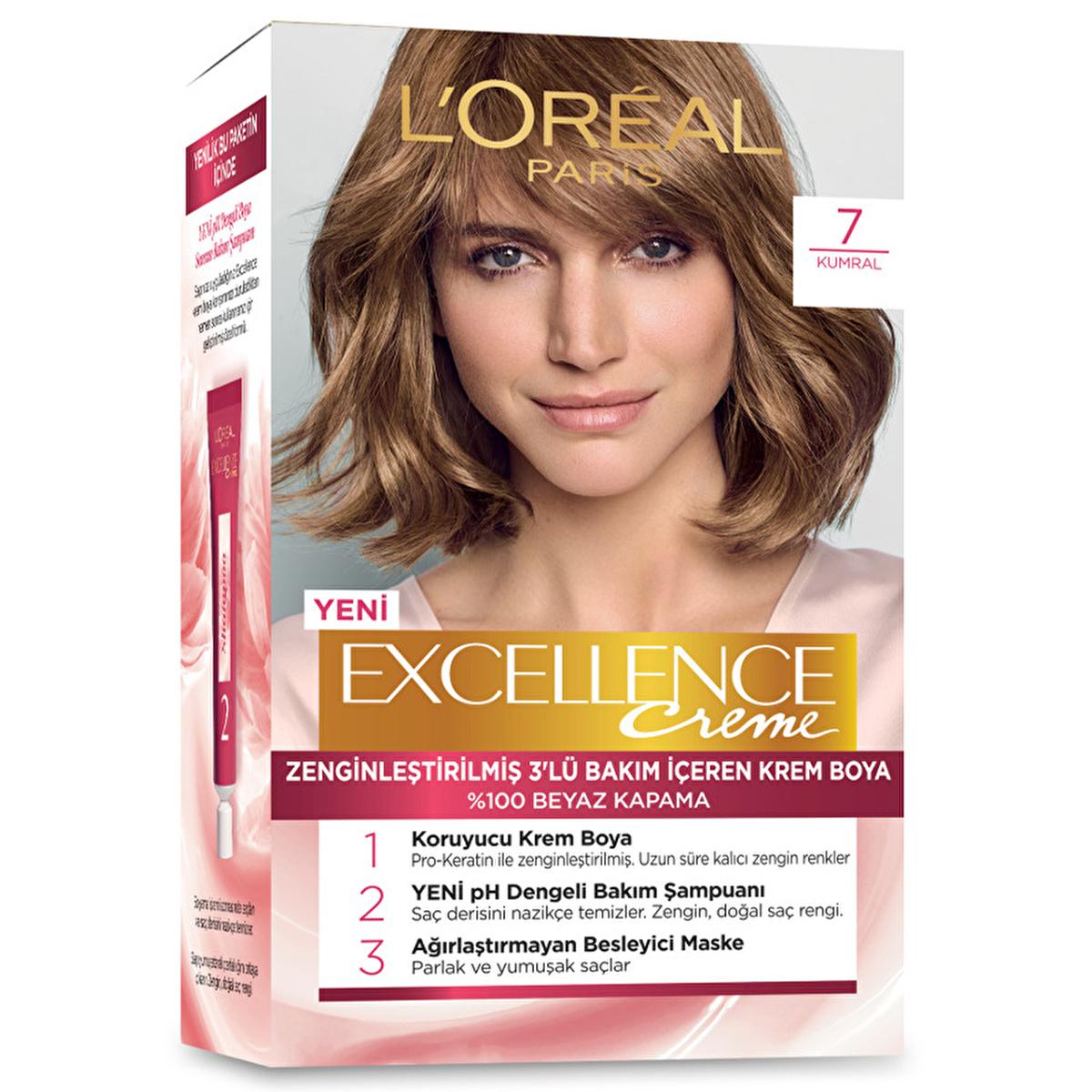 loreal-paris-excellence-creme-hair-color-7-kumral, loreal-paris-excellence-hair-color-application, loreal-paris-product-family Loreal Paris Excellence Creme Hair Color - 7 Kumral for Women Loreal Paris Excellence Creme Hair Color - 7 Kumral hair-color, loreal-paris, excellence-creme, 100-gray-coverage, rich-color, for-women, professional-quality, nourishing-mask, long-lasting, ai-generated