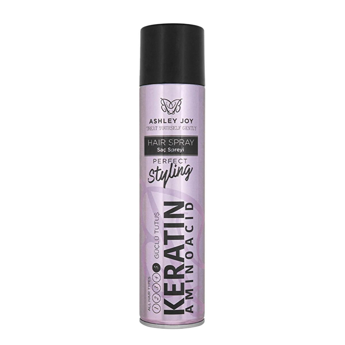 Ashley Joy Strong Hold Hair Spray - 300ml - Keratin & Amino Acid Complex for Long-Lasting Styles, All Hair Types Ashley Joy Strong Hold Hair Spray - Long Lasting Styles hair spray, strong hold hair spray, keratin hair spray, amino acid hair spray, hair styling spray, hair product, best hair spray, hair spray for all hair types, long-lasting hairstyle, hair styling, keratin, amino acid, all hair types, hair care, styling product, women's hair, beauty, hair volume, hair texture, hair finish, flexible hold, no