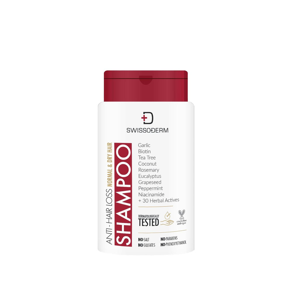 Swissoderm Anti-Hair Loss Shampoo for Normal to Dry Hair - 300ml, Strengthens Hair Follicles, Reduces Hair Loss - Shampoo