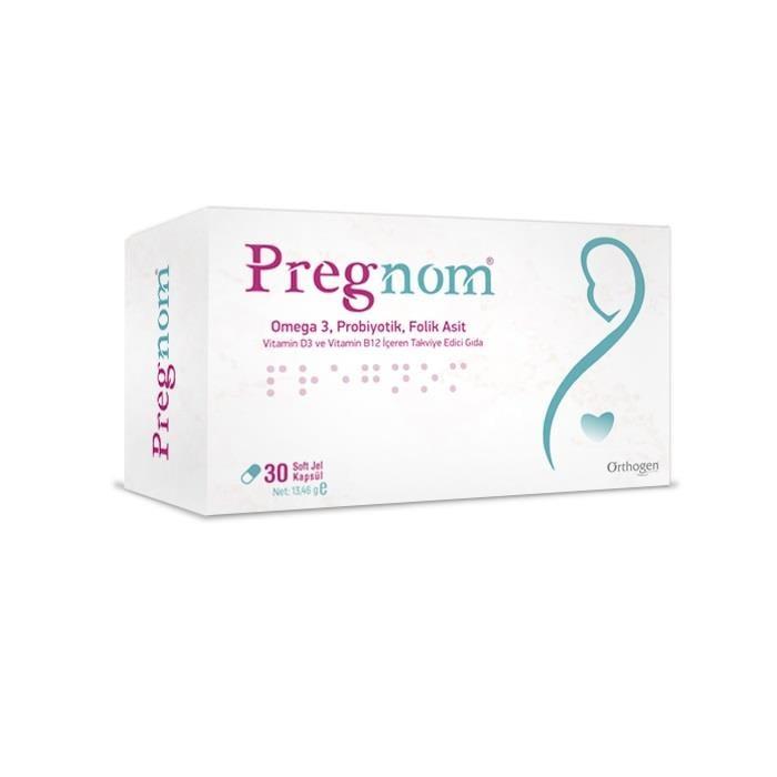 Pregnom - Omega-3, Probiotics, Folic Acid Dietary Supplement for Pregnancy Support - 30 Soft Capsules Pregnom Omega-3 Probiotics Supplement for Pregnancy dietary supplement, omega-3 capsules, probiotics for gut health, folic acid for pregnancy, vitamin D3 supplement, pregnancy support, prenatal nutrition, soft capsules, nutritional support, health supplements, pregnancy care, fetal development support
