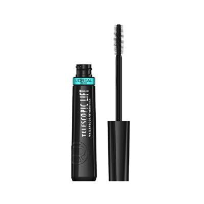 loreal paris telescopic lift waterproof mascara black, applying loreal paris mascara on lashes, close up of telescopic lift mascara brush Loreal Paris Waterproof Mascara - Telescopic Lift | 0.33 fl oz Loreal Paris Waterproof Mascara - Telescopic Lift loreal-paris, waterproof-mascara, telescopic-lift, eye-makeup, makeup-enthusiasts, sensitive-eyes, volumizing-mascara, long-lasting, clump-free, ai-generated