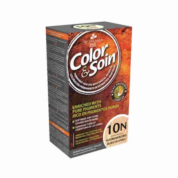 Color&Soin 10N Platinum Blond Hair Dye - Ammonia-Free, Botanical, 10N Shade Color&Soin 10N Platinum Blond Hair Dye - Gentle & Botanical platinum blond hair dye, ammonia-free hair color, botanical hair dye, paraben-free hair color, silicone-free hair dye, 10N hair color, hair care, gentle hair dye, nourishing hair color, Color&Soin