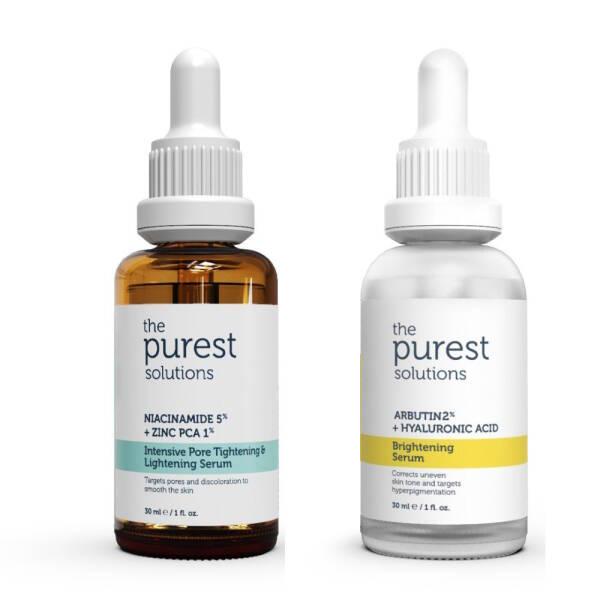The Purest Solutions Dark Spot Corrector Serum Set: Niacinamide, Arbutin & Hyaluronic Acid - Brighten, Tighten Pores & Even Skin Tone The Purest Solutions: Dark Spot Corrector & Brightening Serum Set dark spot corrector serum, skin brightening serum, pore tightening serum, niacinamide serum, arbutin serum, hyaluronic acid serum, uneven skin tone treatment, hyperpigmentation serum, facial serum set, the purest solutions, skincare serum, brightening serum, pore minimizing serum, anti-aging serum, hydrating se