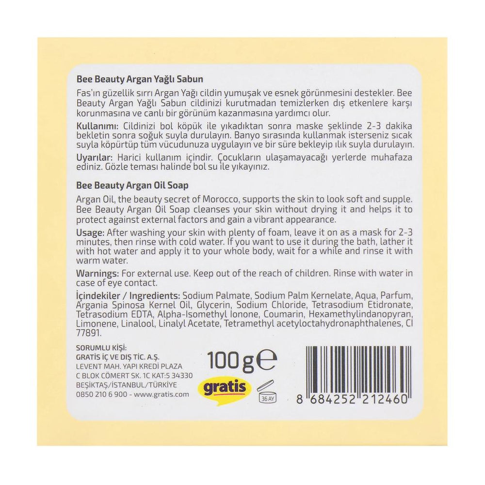 Bee Beauty Argan Oil Bar Soap for Soft Skin 100g