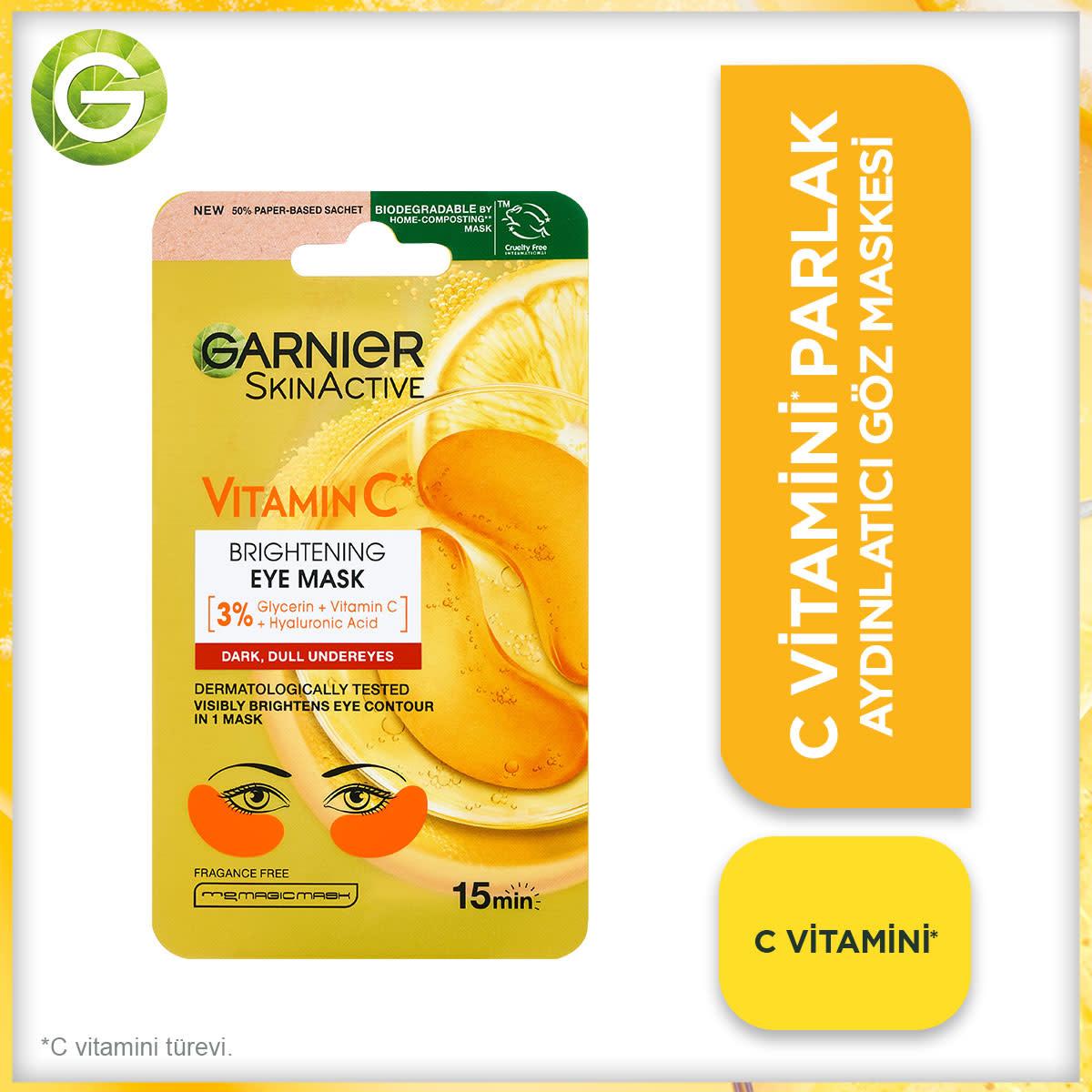 Garnier Brightening Eye Mask with Vitamin C & Hyaluronic Acid - Hypoallergenic Skincare for Dark Circles & Puffiness - image 2